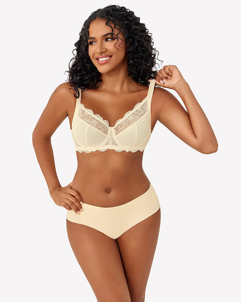 Lifting Lace Underwire Bra for Large Bust Nude Lingerie Sets-Bras - Tophatter Daily Deals