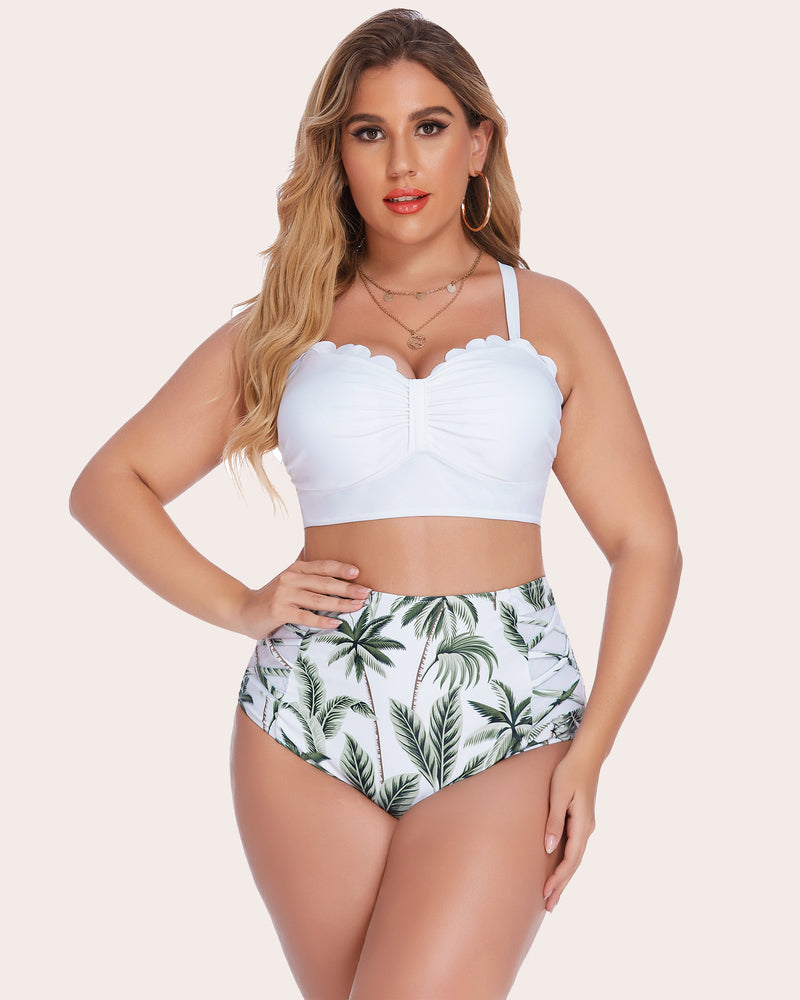 Tummy Control 2 Piece Swimwear White Lingerie Sets-Plus size - Tophatter Daily Deals