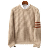 Warm Men's Cable Knit Sweater - Crewneck, Wool Blend, Casual - Tophatter Daily Deals