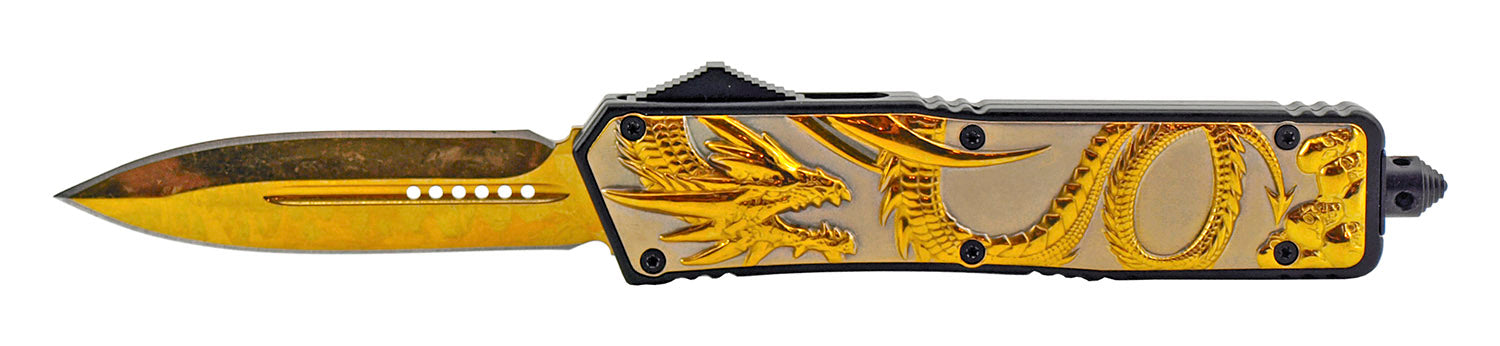 Dragon OTF Knife Titanium Rainbow Automatic Out The Front Switchblade Knife-OTF - Tophatter Daily Deals