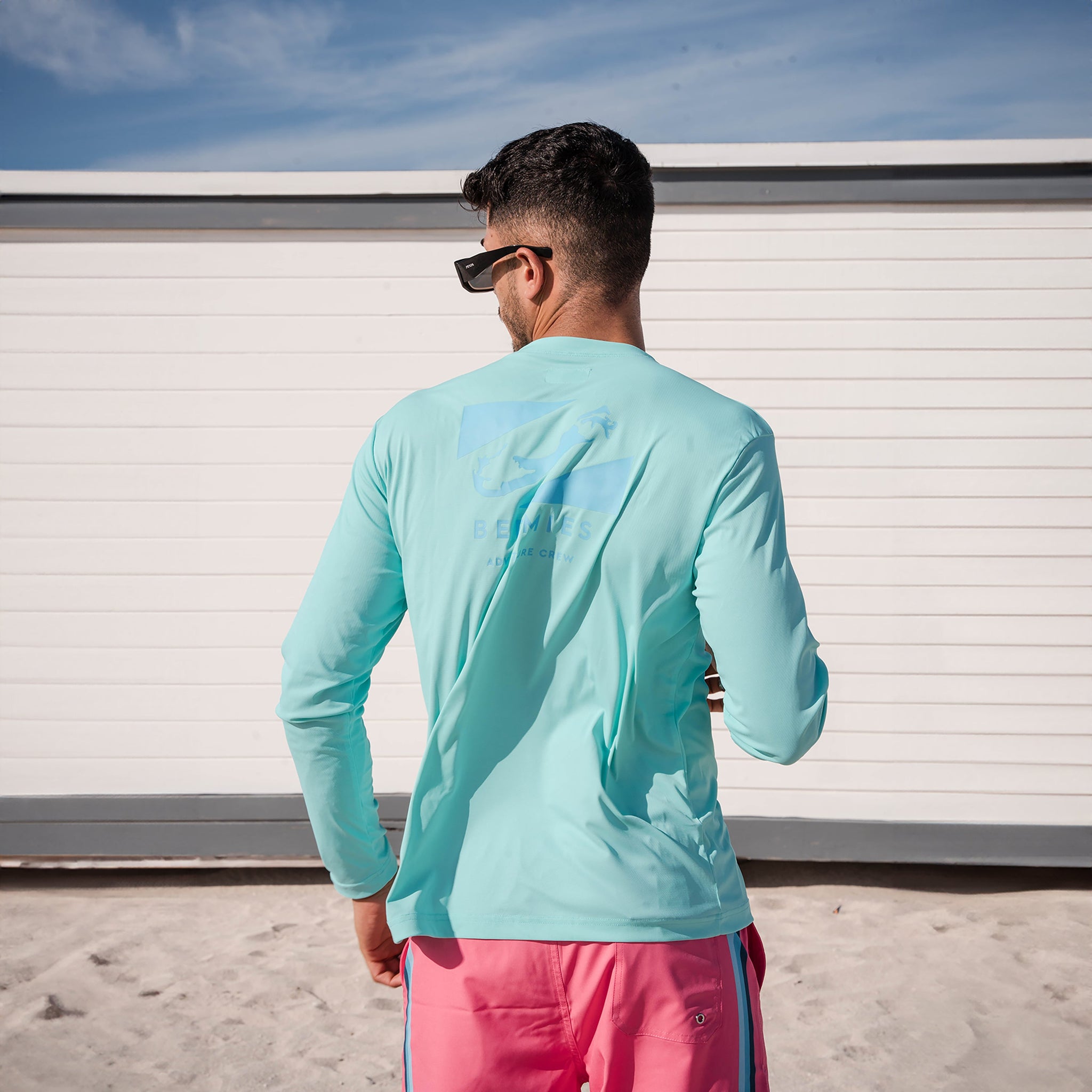 Bermies Men's Aqua Long Sleeve Tee Long Sleeves - Tophatter Daily Deals