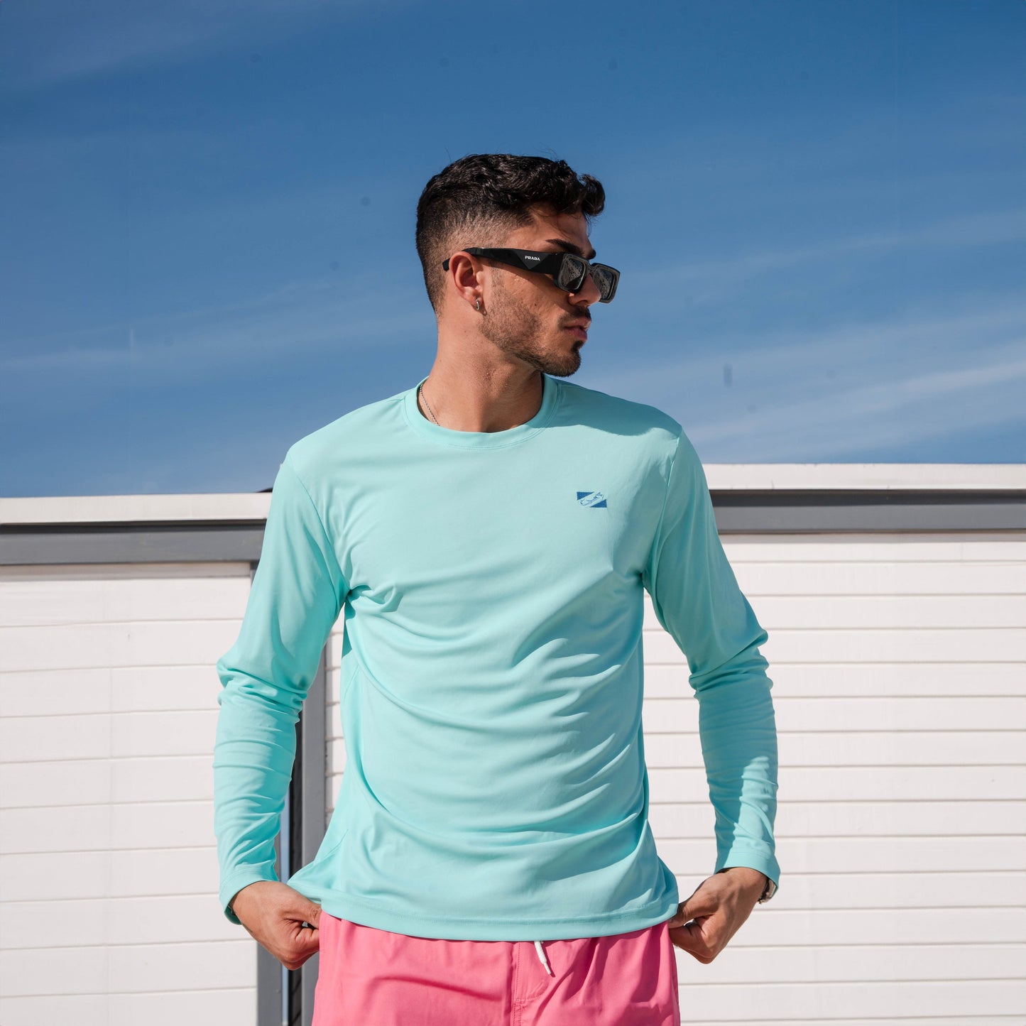 Bermies Men's Aqua Long Sleeve Tee Long Sleeves - Tophatter Daily Deals