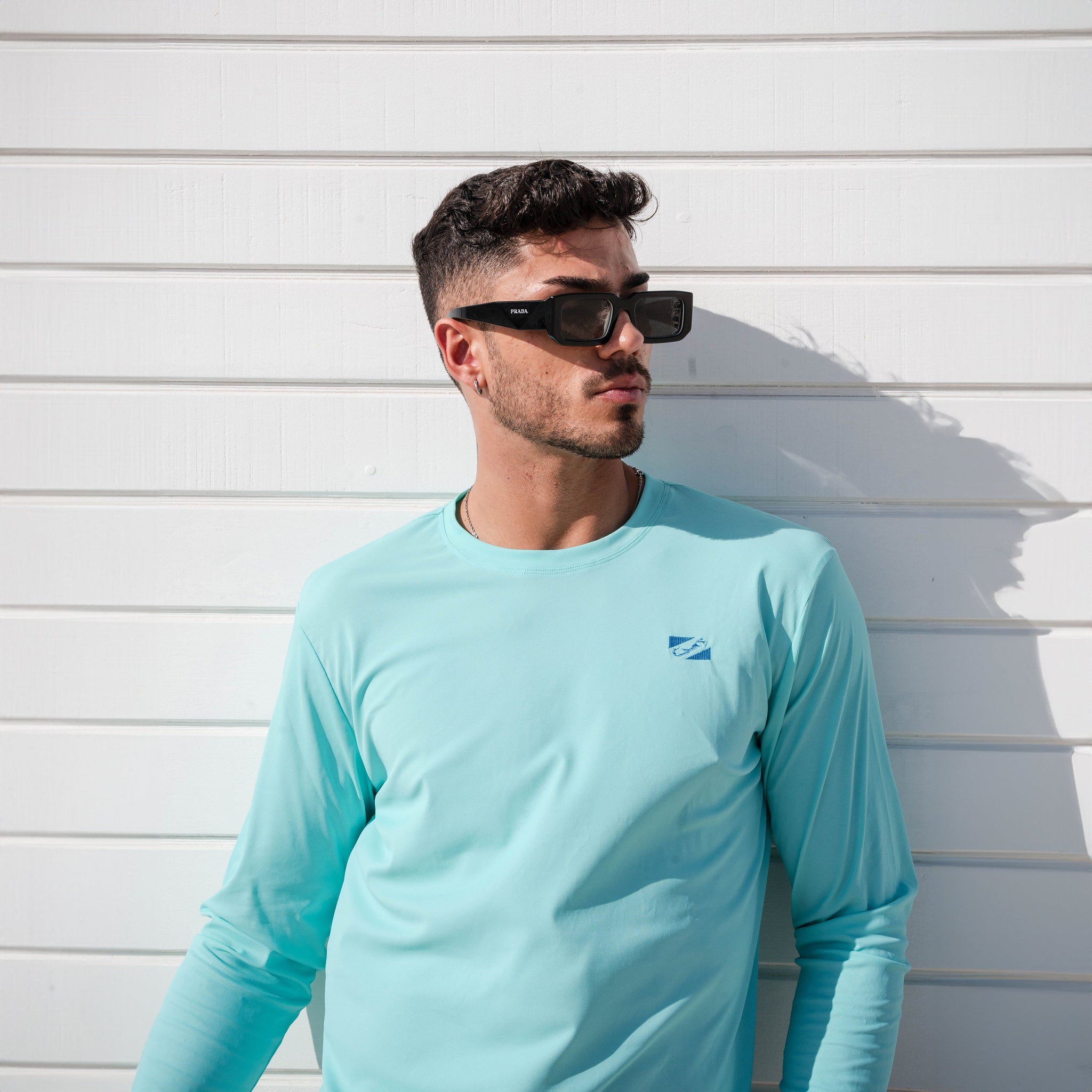 Bermies Men's Aqua Long Sleeve Tee Long Sleeves - Tophatter Daily Deals