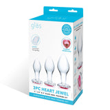 Glas 3 Inch 3.5 Inch 4 Inch 3PC Heart Jewel Clear Glass Anal Training Kit > Glass > Toys - Tophatter Daily Deals