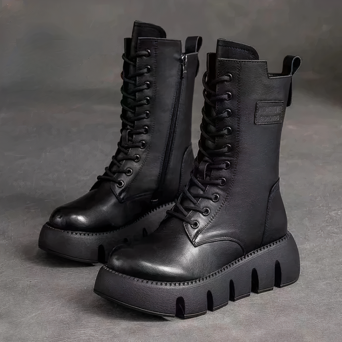 Supportive Women’s Platform Boots - Lace-Up Leather, Winter Black - Tophatter Daily Deals