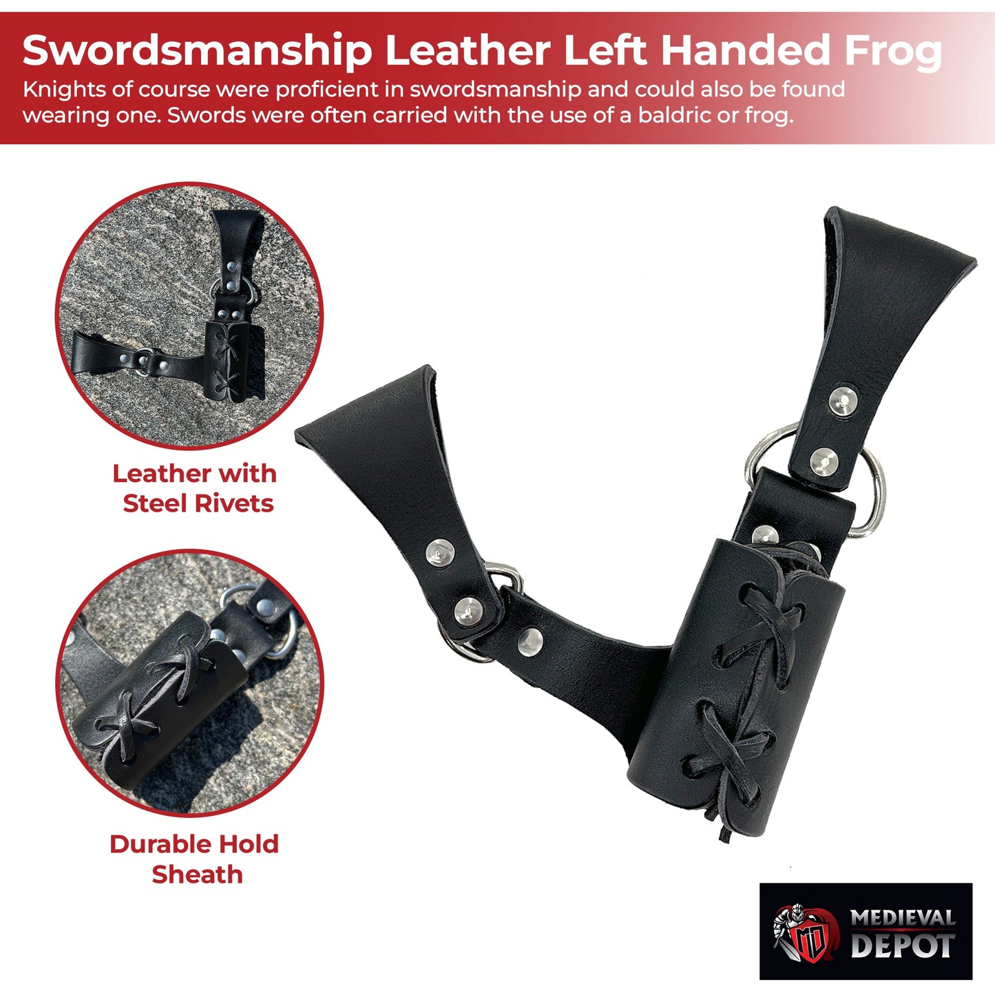 Art of Swordsmanship Leather Left Handed Frog historical period - Tophatter Daily Deals