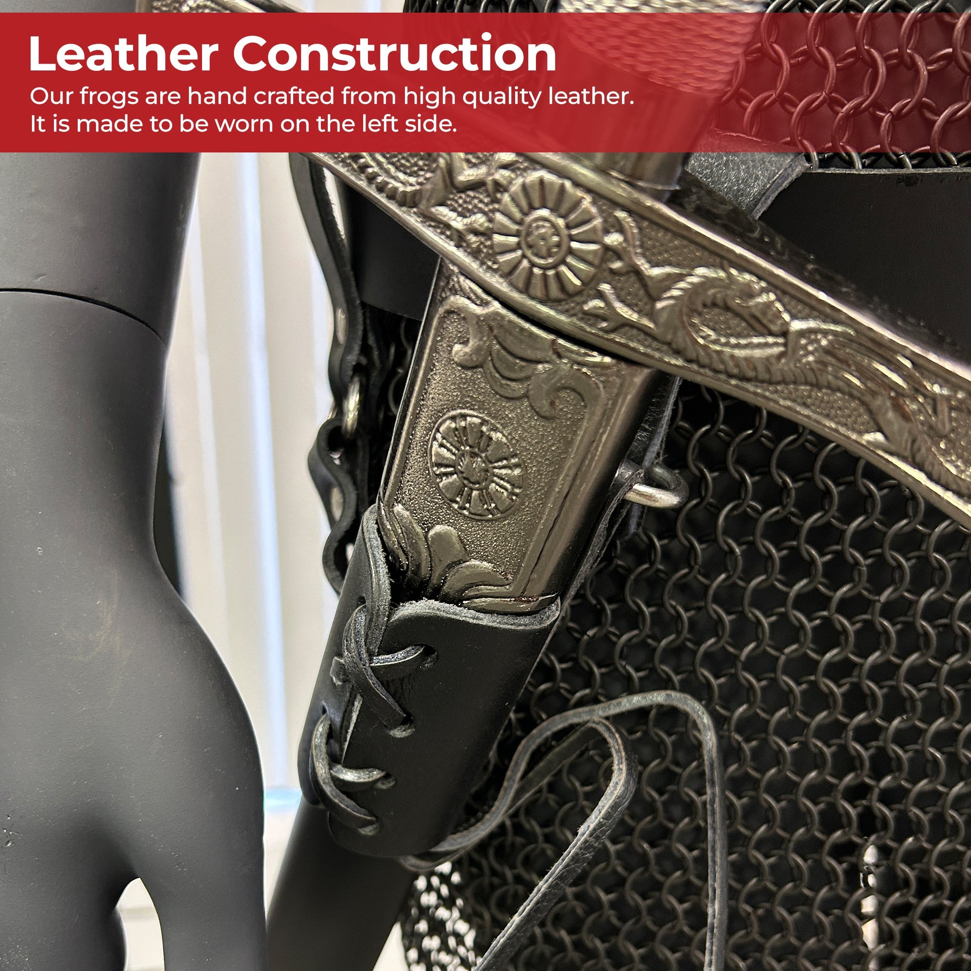 Art of Swordsmanship Leather Left Handed Frog historical period - Tophatter Daily Deals