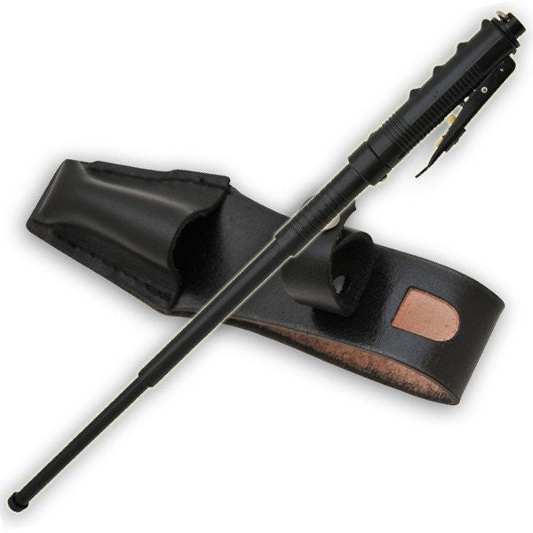 AUTOMATIC Baton Police Grade W/Leather Solid Metal Stick Black SD-Baton - Tophatter Daily Deals