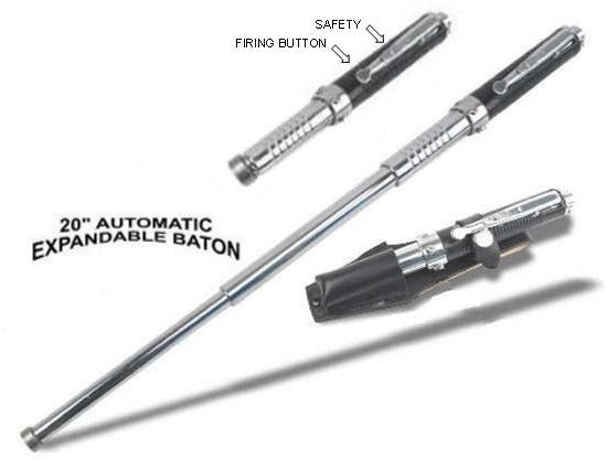 AUTOMATIC Baton Police Grade W/Leather Solid Metal Stick Black SD-Baton - Tophatter Daily Deals
