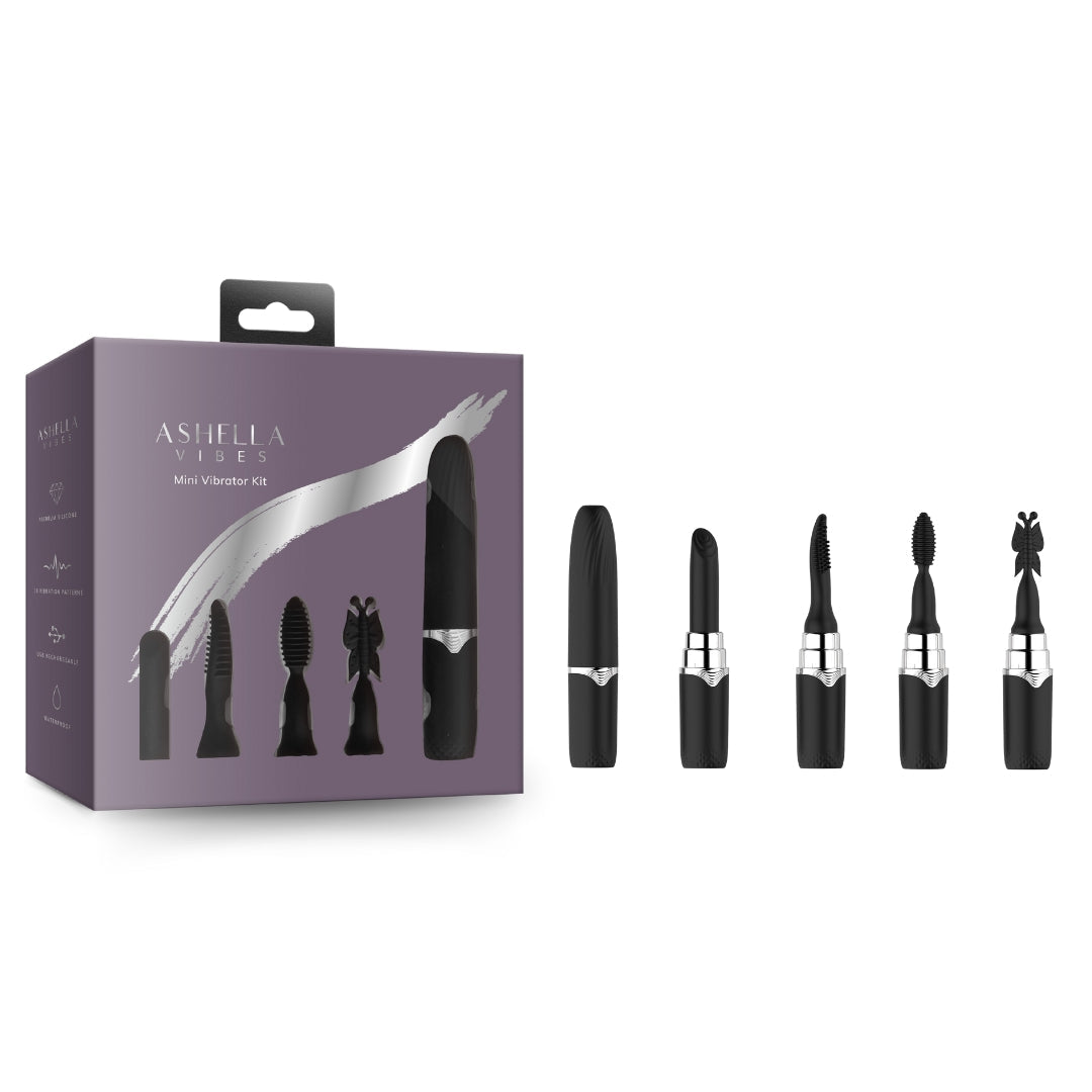 Ashella Vibes Mini Vibrator Kit with Silicone Attachments > Vibrators > Mini Vibrators - Tophatter Daily Deals