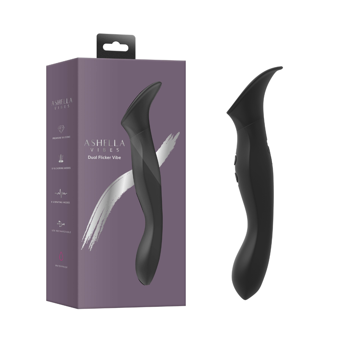 Ashella Vibes Dual Flicker – Dual-Ended Vibrator with Clitoral Flicker and Insertable Shaft > Vibrators > Ladies > Clitoral Vibrators and Stimulators - Tophatter Daily Deals