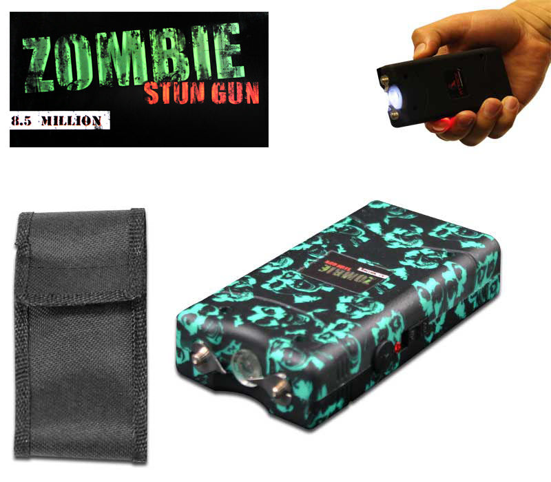 Zombie Self Defense Stun Gun 850K Volt Rechargeable LED Flashlight Green - Tophatter's Army Products & Self Defense Collectible Weapons - Tophatter Daily Deals