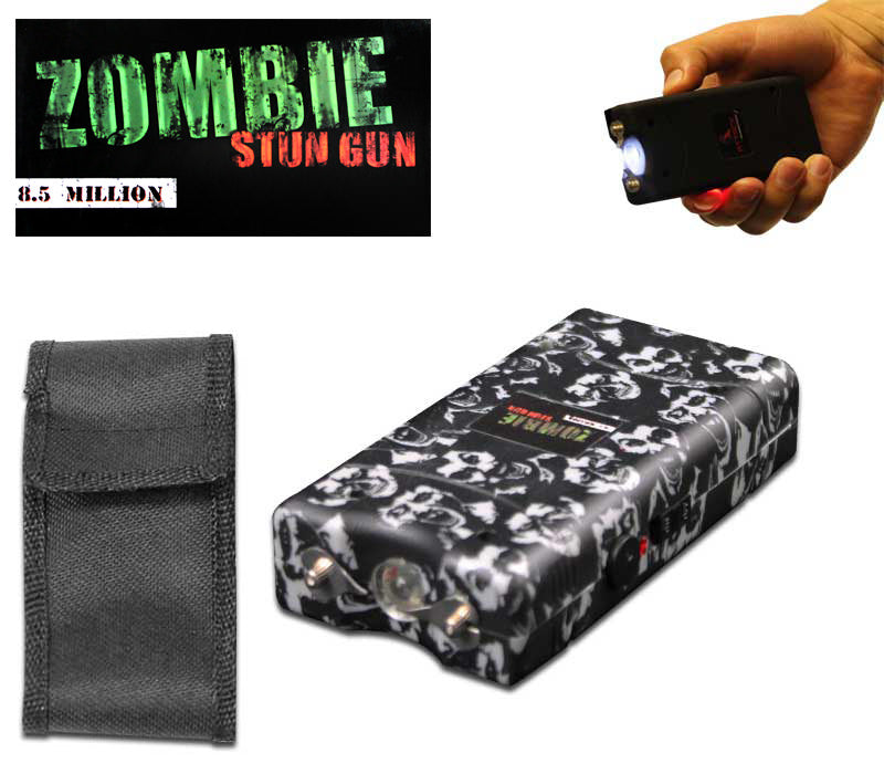 Zombie Self Defense Stun Gun 850K Volt Rechargeable LED Flashlight Grey Collectible Weapons - Tophatter Daily Deals