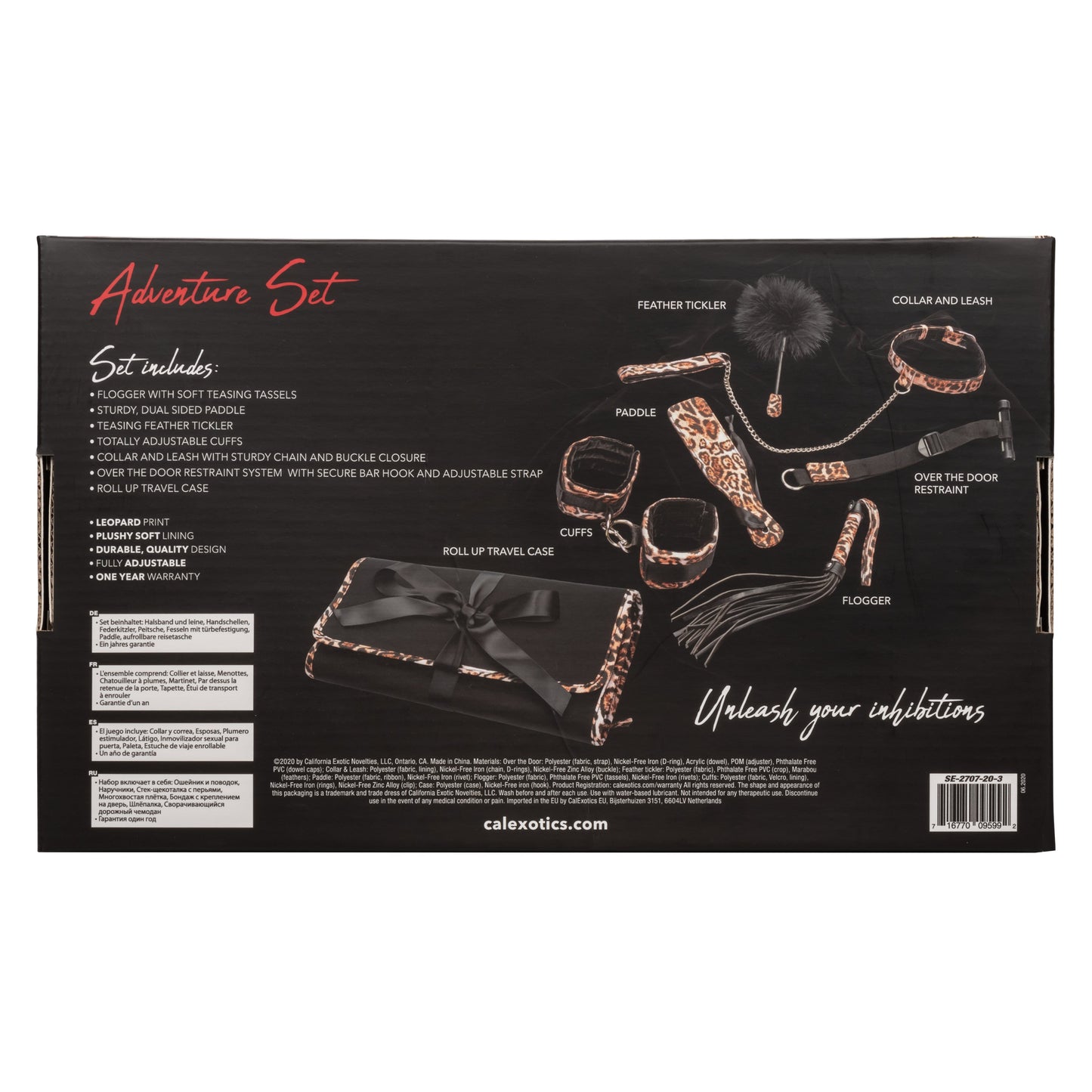 Unleashed Adventure Set 7-Piece Animal Print Faux Leather BDSM Kit with Travel Case > Bondage Gear > Bondage Kits - Tophatter Daily Deals