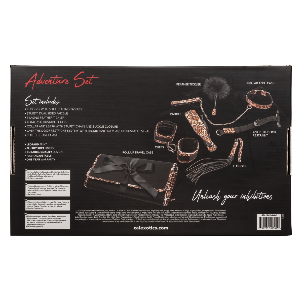 Unleashed Adventure Set 7-Piece Animal Print Faux Leather BDSM Kit with Travel Case > Bondage Gear > Bondage Kits - Tophatter Daily Deals