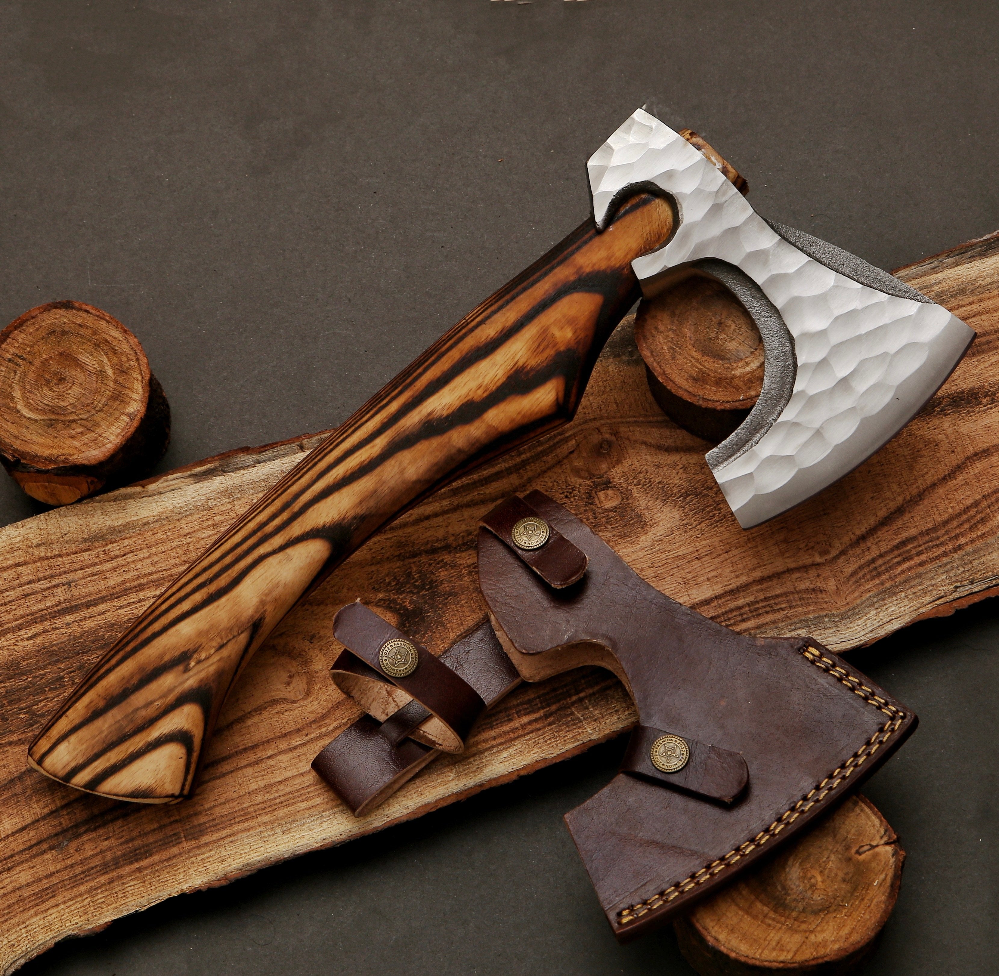 Functional High Carbon Steel Outdoor Axe Hatchet Collectible Weapons - Tophatter Daily Deals