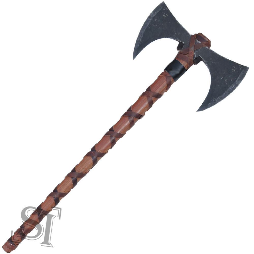 Carbon Steel Double Bit 2 Head Functional Battle Axe - Tophatter's Guns'N'Weapons Store Collectible Weapons - Tophatter Daily Deals