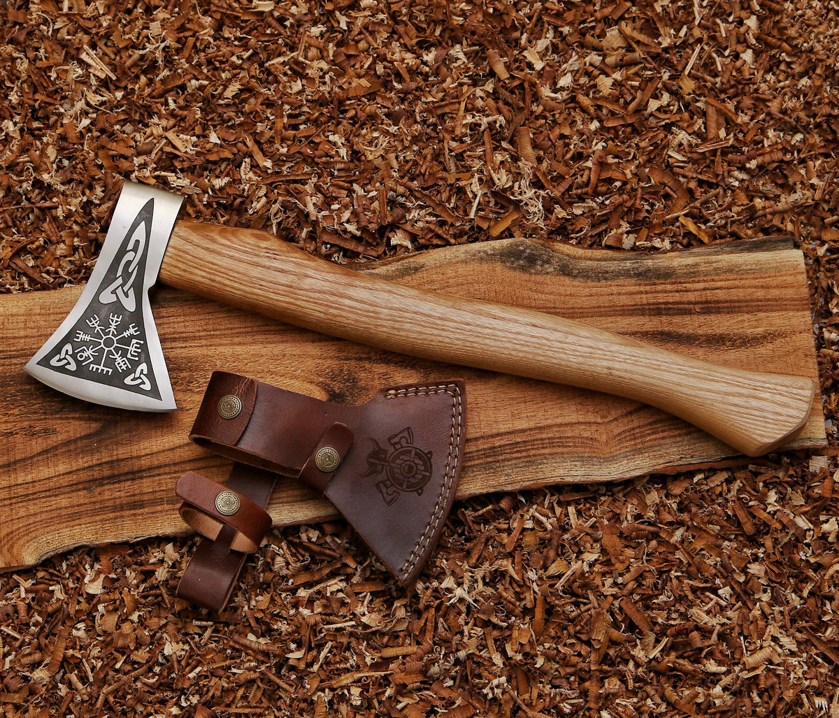 Vegvisir Viking Compass Axe Camping Hatchet - TOPHATTER'S ARMORY DEALS Collectible Weapons - Tophatter Daily Deals