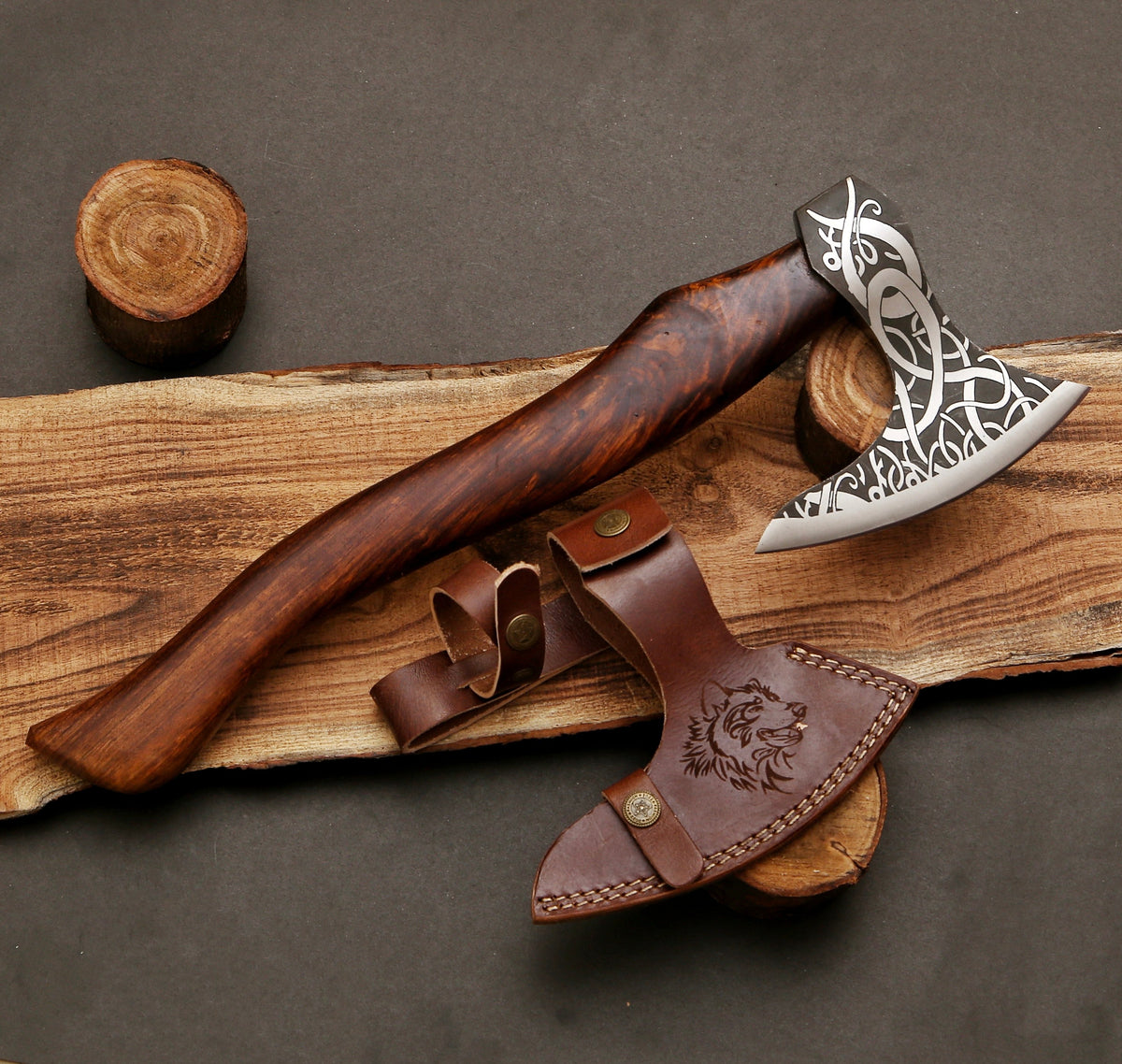 Vine Viking Axe With Rosewood Handle - TOPHATTER'S ARMORY DEALS Collectible Weapons - Tophatter Daily Deals