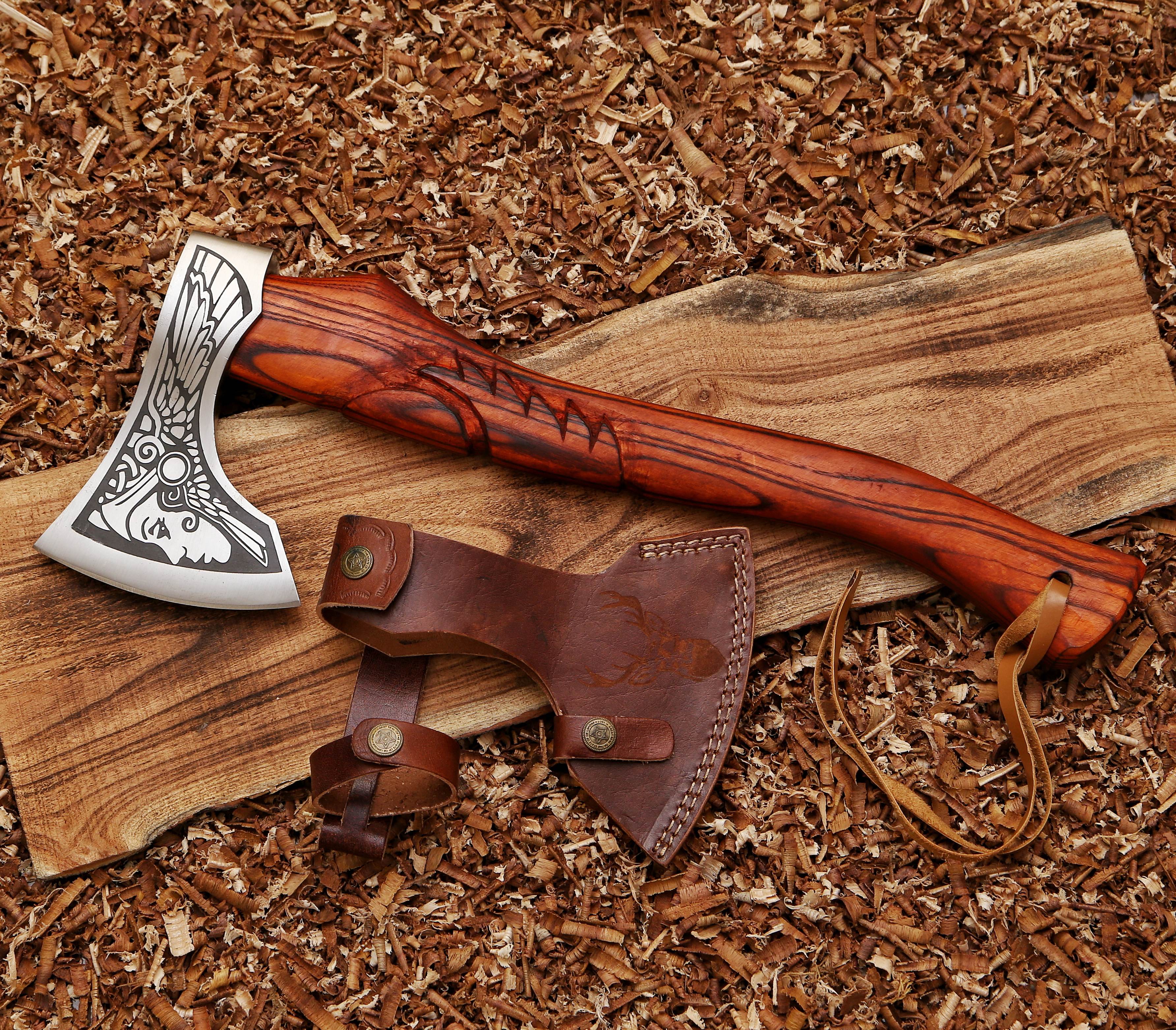 Viking Bearded Axe Hand Forged Carbon Steel Hatchet - Tophatter's Guns'N'Weapons Store Collectible Weapons - Tophatter Daily Deals