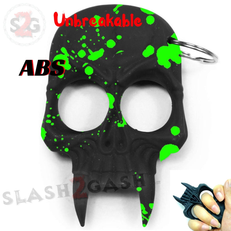Demonic Skull Self Defense Keychain ABS Knuckles - 8 Colors! Black w Green Splash SD-KeyChain - Tophatter Daily Deals