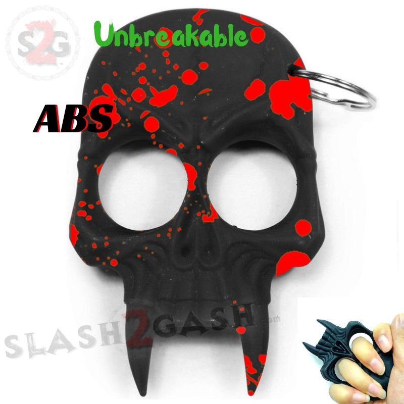 Demonic Skull Self Defense Keychain ABS Knuckles - 8 Colors! Black w Red Splash SD-KeyChain - Tophatter Daily Deals