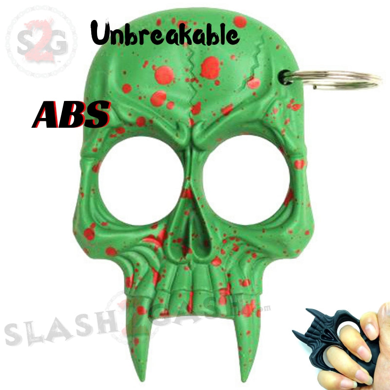 Demonic Skull Self Defense Keychain ABS Knuckles - 8 Colors! Green w Red Splash SD-KeyChain - Tophatter Daily Deals