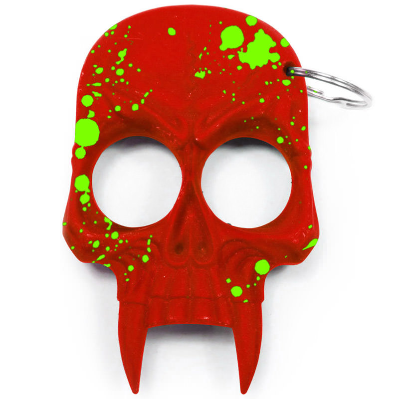Demonic Skull Zombie Killer Self Defense Keychain Red With Green Splash - Tophatter's Army Products & Self Defense Collectible Weapons - Tophatter Daily Deals