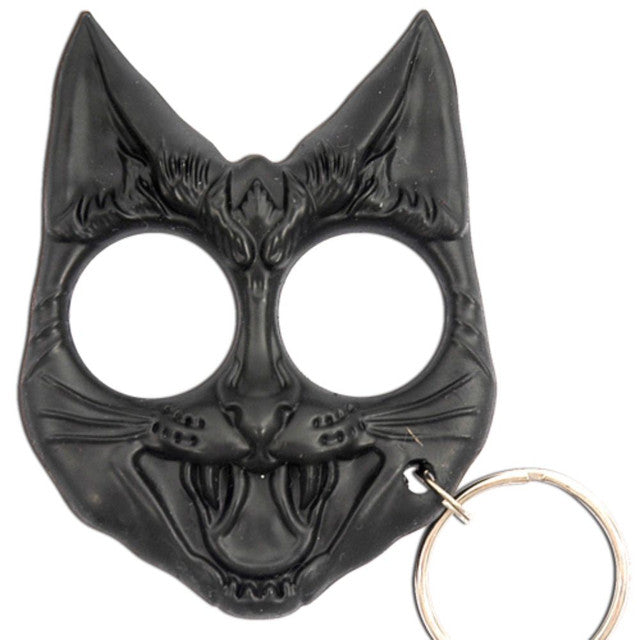 Self Defense Evil Cat Keychain Black Knuckles - Tophatter Daily Deals