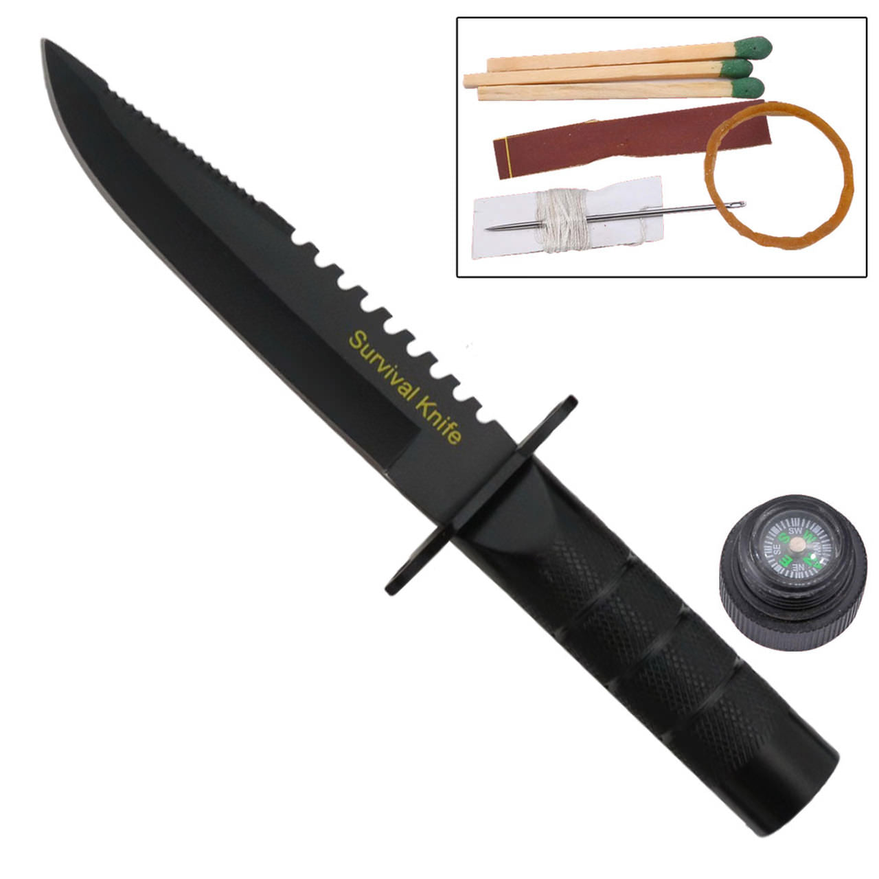9" 1045 Surgical Steel Sawback Survival Hunting Knife Collectible Weapons - Tophatter Daily Deals