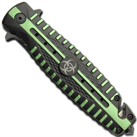 Zombie Killer Spring Assist Tactical Knife Quarantine Dagger w/ Glass Breaker Knife-Assist - Tophatter Daily Deals