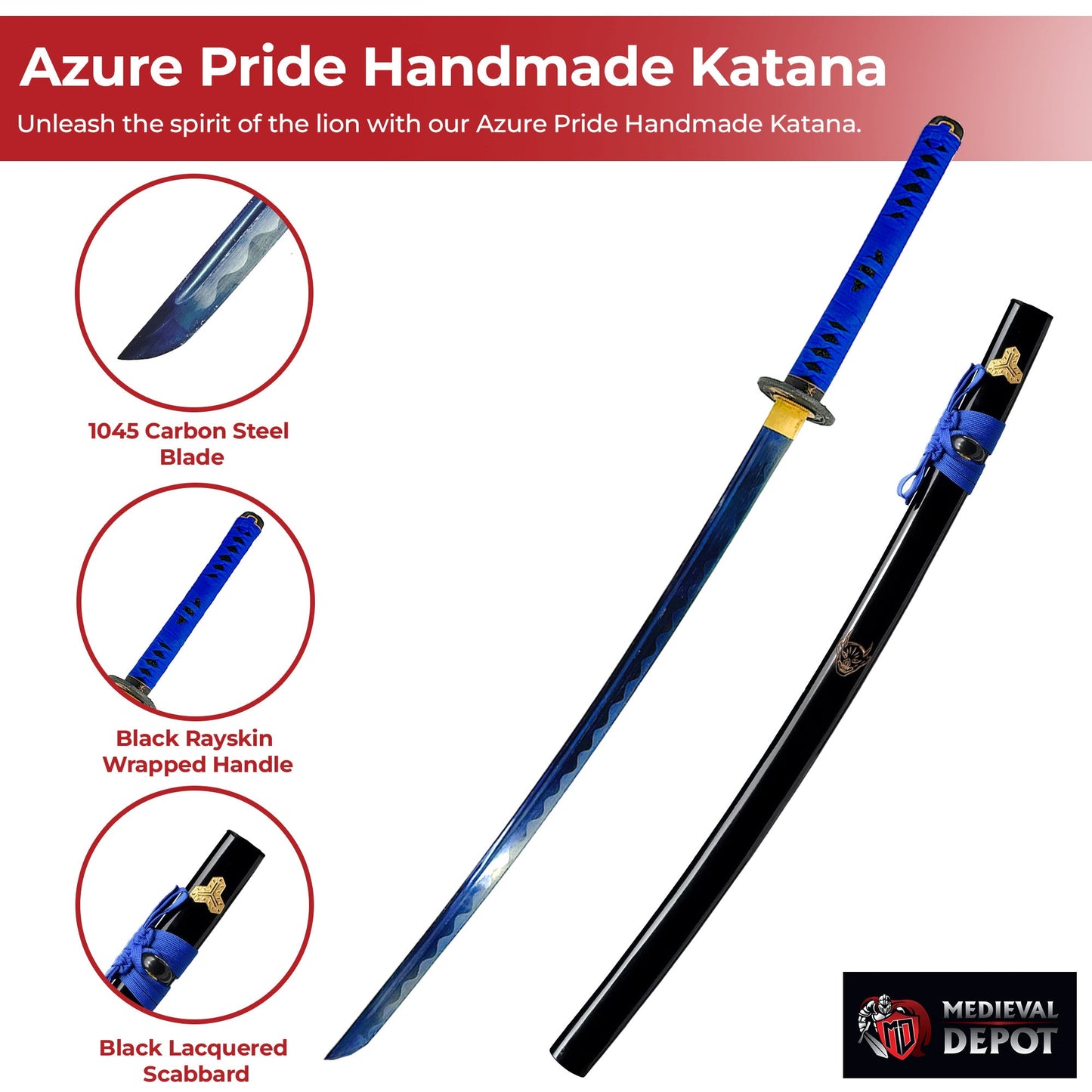 Azure Pride Handmade Katana Swords - Tophatter Daily Deals