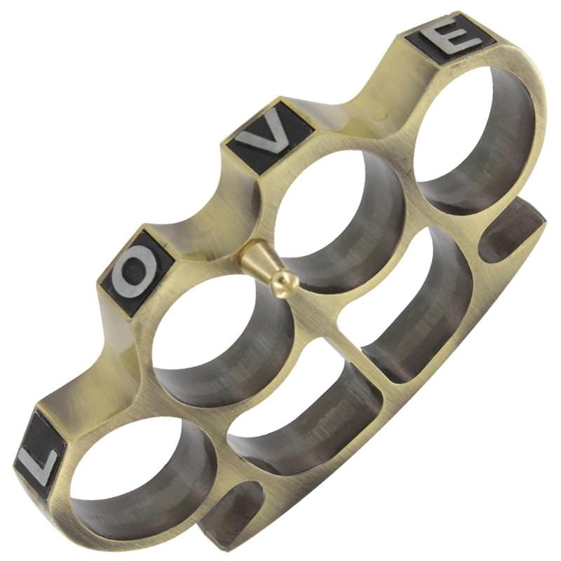 A Lover Not A Fighter Knuckle Buckle Brass - Tophatter's Guns'N'Weapons Store Collectible Weapons - Tophatter Daily Deals