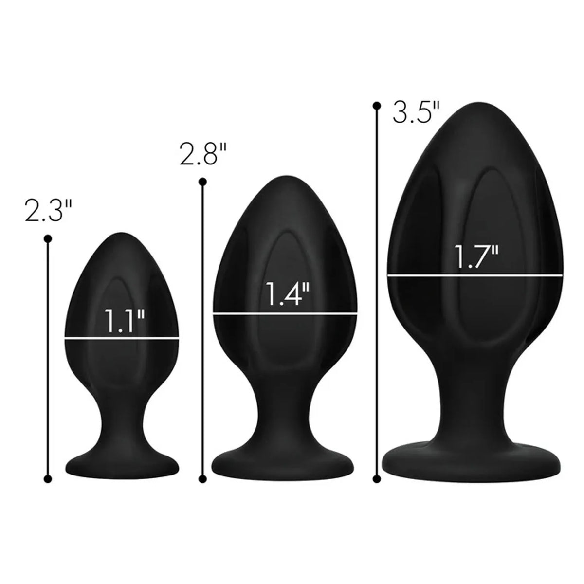 Triple Juicers (Black) – Silicone Anal Trainer Set with Suction Base > Anal Range > Butt Plug Kits - Tophatter Daily Deals