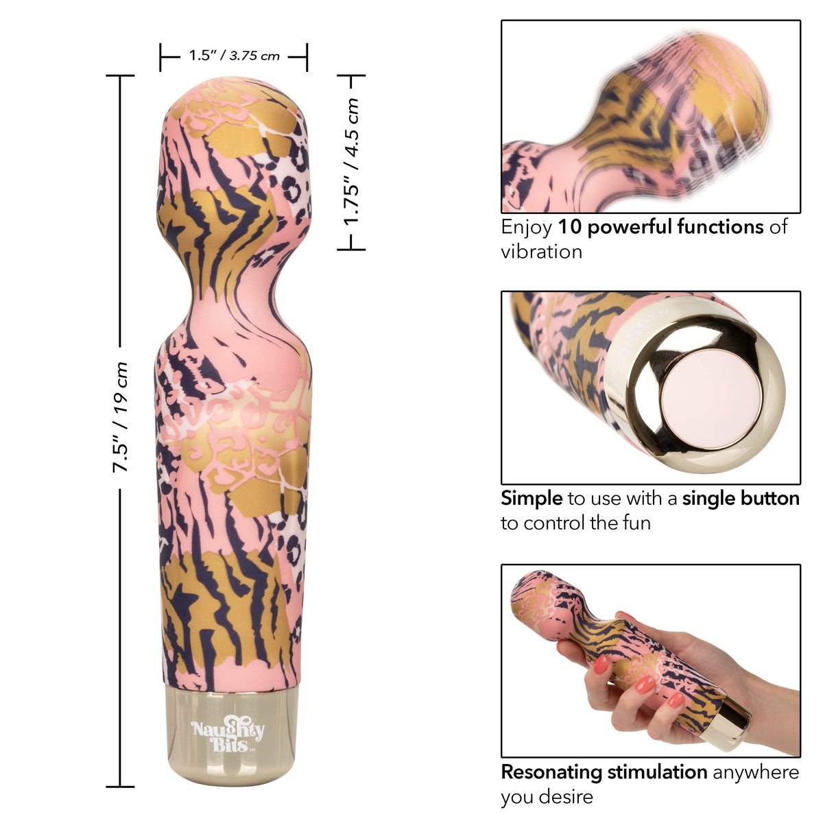 Naughty Bits WTF Wand to Fuck Pink and Gold Flexible Silicone Personal Massager - Waterproof > Sex Toys > Mini Massagers - Tophatter Daily Deals