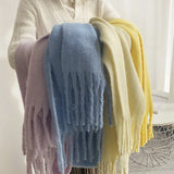 Oversized Women Scarf - Long Fringed Fluffy Wool Winter - Tophatter Daily Deals