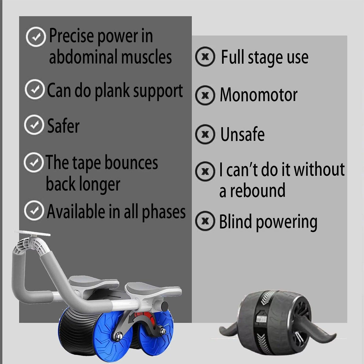 Roller for Abs Workout - Ab Roller Wheel Automatic Spring Back Elbow Support Tool Exercise & Fitness - Tophatter Daily Deals