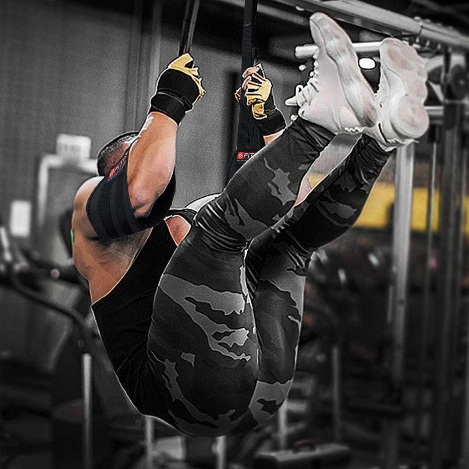 Hanging Ab Straps - Ab Slings Straps - Rip Resistant Heavy Duty Pair for Pull Up Bar Hanging Leg Raiser Fitness with Big D-ring Steel Quick Exercise & Fitness - Tophatter Daily Deals