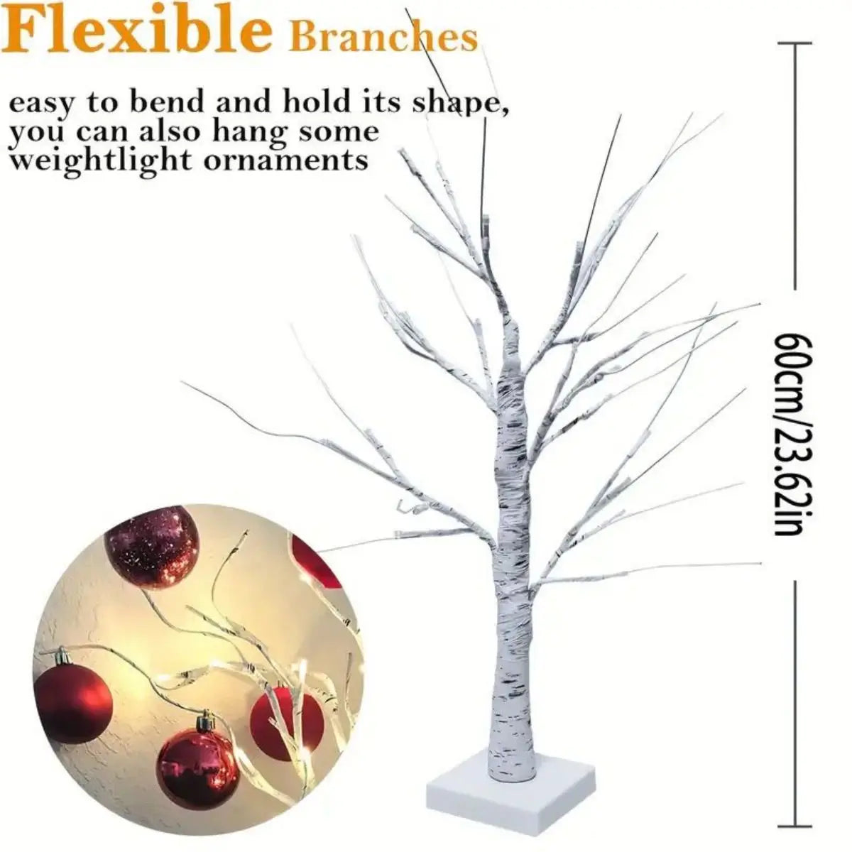 LED Easter Birch Tree Lamp USB Battery Powered Decor - Tophatter Daily Deals