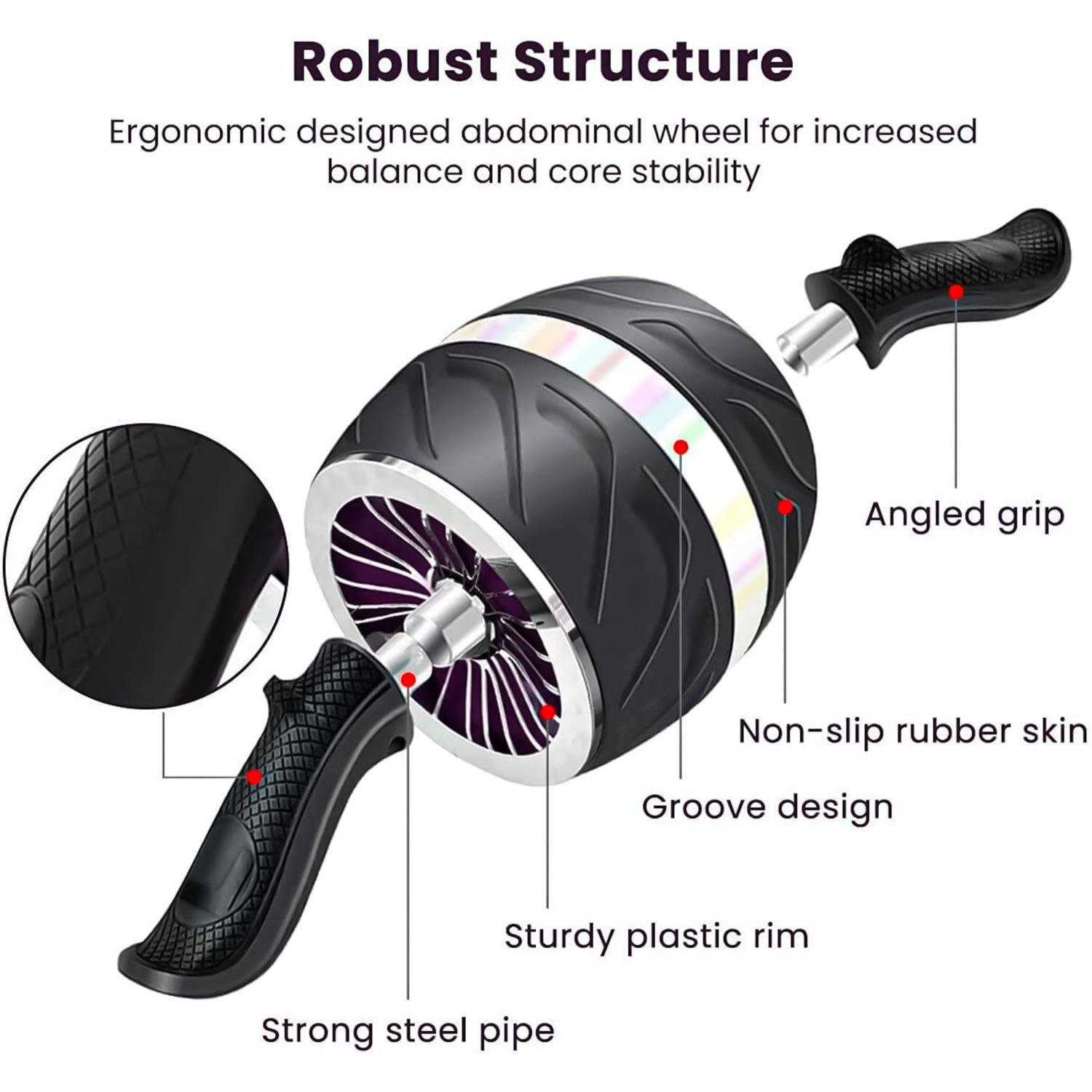 Abdominal Exercise Roller - Chunky wheel AB Roller with Extra Thick Knee Pad Core Workout Abdominal Exercise Exercise & Fitness - Tophatter Daily Deals