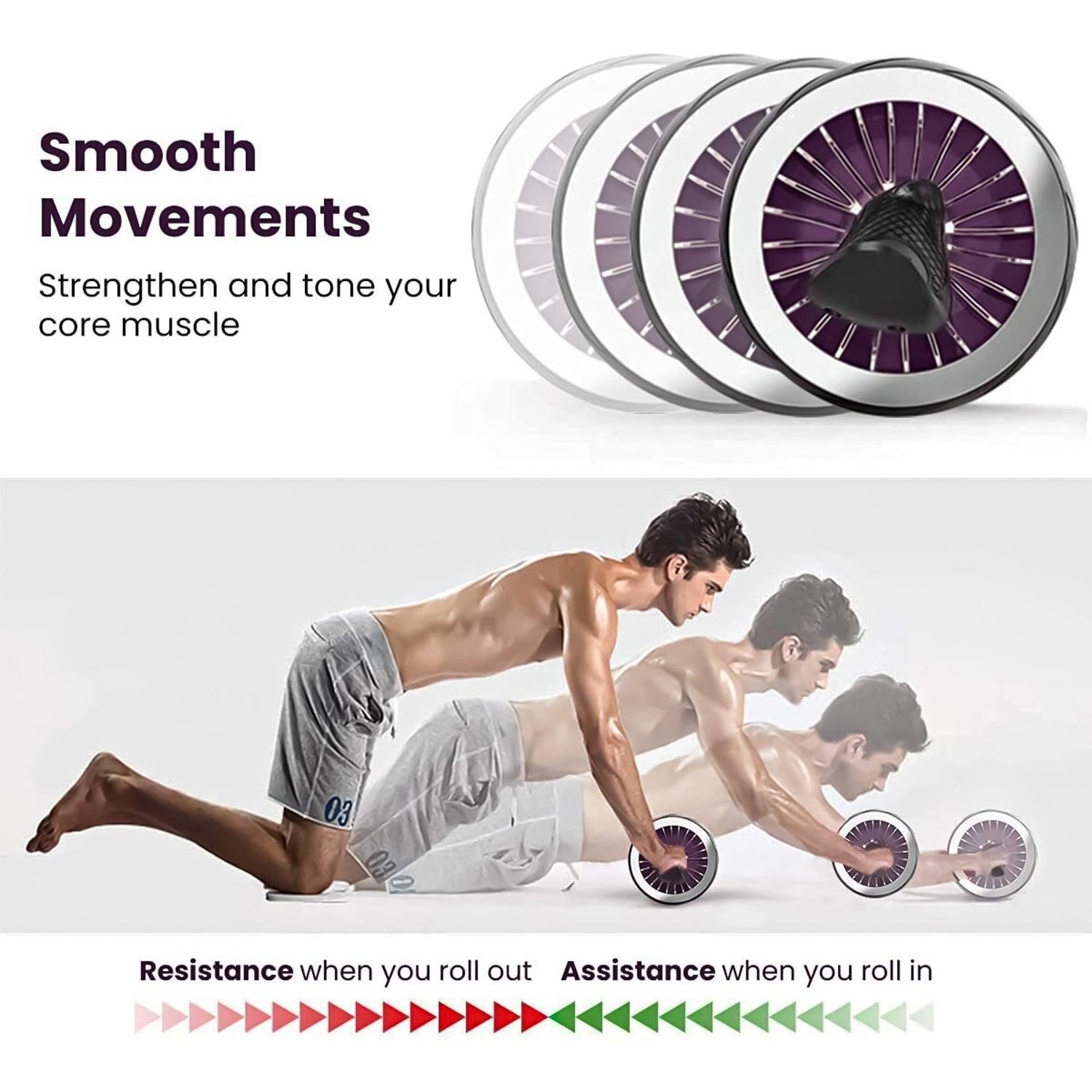 Abdominal Exercise Roller - Chunky wheel AB Roller with Extra Thick Knee Pad Core Workout Abdominal Exercise Exercise & Fitness - Tophatter Daily Deals