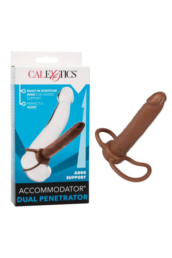 Cal Exotics - Accommodator Dual Penetrator Strap-On - Brown Sex Toy - Tophatter Daily Deals