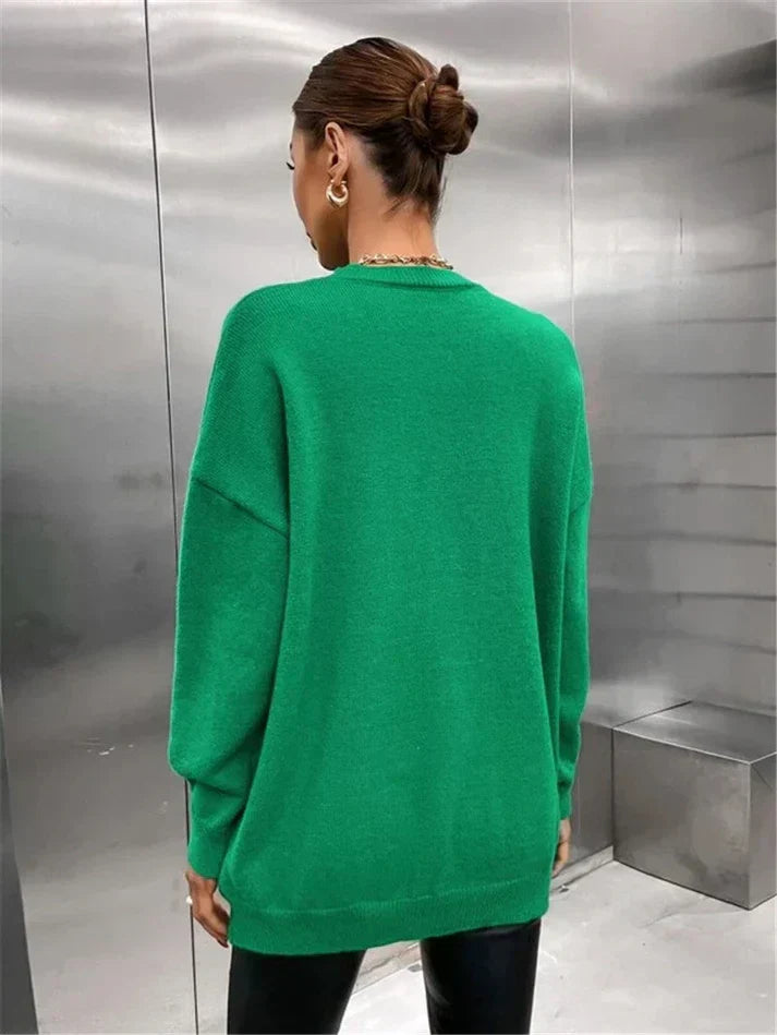 Oversized Women’s Pullover - Graphic Sleeve, Knit, Everyday - Tophatter Daily Deals