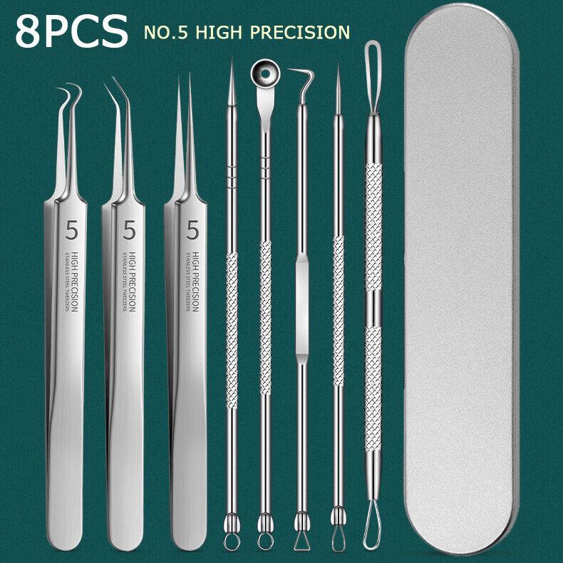 Blackhead Remover Needle - Acne Needle Kit Blackhead Remover Pimple Blemish Comedone Extractor Tweezer Tool 8pcs Health & Beauty - Tophatter Daily Deals