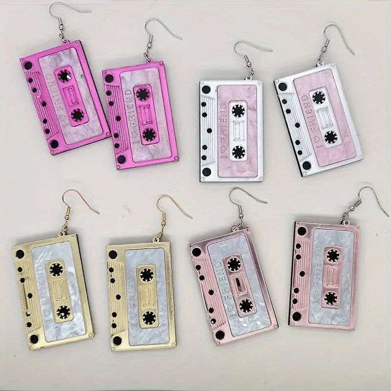 Acrylic Tape Drop Earrings Y2K Retro Style Ear Jewelry For Women Party Accessories 4-pairs set - Tophatter Daily Deals