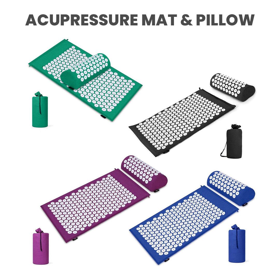 Spiky Mat for Back Pain - Acupuncture Massage Mat Relieve Stress Back Body Pain Spike Acupressure Mat Set Green Yoga & Pilates Mats - Tophatter Daily Deals