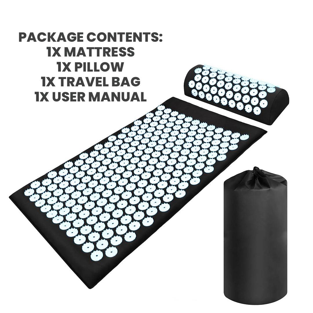 Spiky Mat for Back Pain - Acupuncture Massage Mat Relieve Stress Back Body Pain Spike Acupressure Mat Set Black Yoga & Pilates Mats - Tophatter Daily Deals
