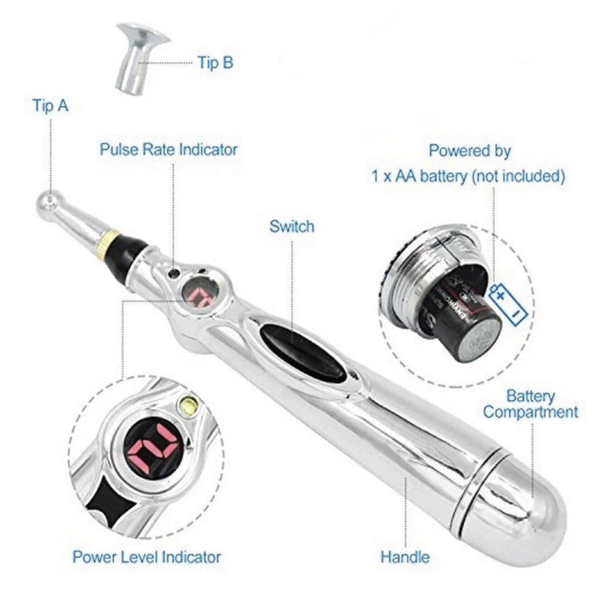 Electronic Acupuncture Pen - Electric Acupuncture Magnet Therapy Heal Massage Meridian Energy Pen Relief Pain Personal Care - Tophatter Daily Deals