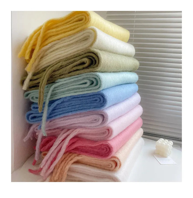 Oversized Women Scarf - Long Fringed Fluffy Wool Winter - Tophatter Daily Deals
