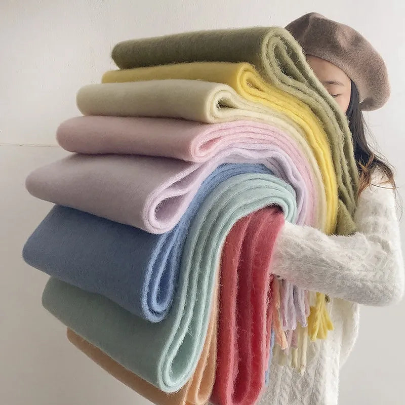 Oversized Women Scarf - Long Fringed Fluffy Wool Winter - Tophatter Daily Deals